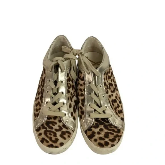 Sam Edelman Leather Leopard Gold Sneakers - Picture 3 of 11